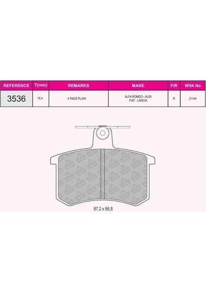 3536 Arka Fren Balata Passat 1.6 1.8 1.9 A4 A5 4D0698451G