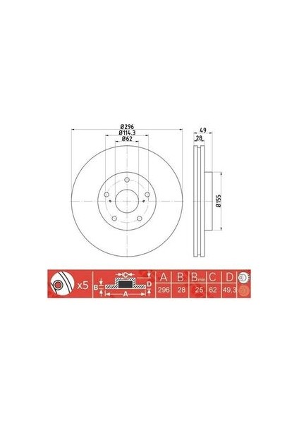 -10106-30301 Fren Aynası Ön 296MM Rav4 2006- MRMOEM-1059681