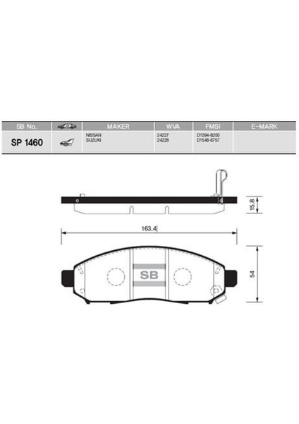 SP1460 Ön Balata Nissan Navara 2.5dcı 3.5 05 10 Pathfinder 2.5dcı 4.0 05 10 41060EB325 41060CC090