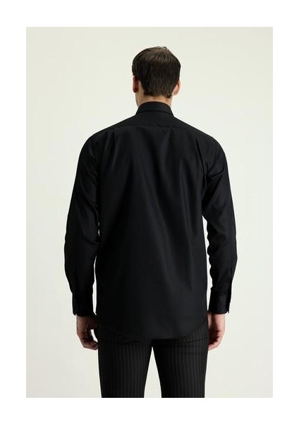 Dormen Classics Erkek Siyah Kolay Ütülenebilir Regular Fit Geniş Kesim Klasik Yaka Cepli Gömlek fiyatları