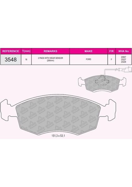 3548 Ön Fren Balata Scorpion 1.8 2.0 Fişli 1647731