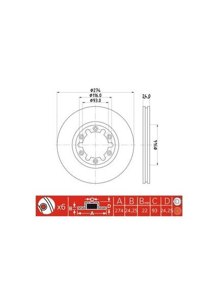 -10804-30303 Fren Diski Ön 274MM Mazda B2500 1999-4WD Ford Ranger 1999-4WD UH74-33-251
