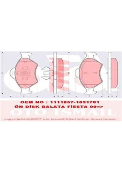 GDB1418 Ön Fren Balata Fiesta Iv 1.25.1.3 1.4 95-02 Ford Ka 96-08 Mazda 121 Iıı 1.25 1.3 96-03 Abs'siz 1111857