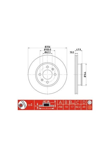 -10205-30302 Fren Aynası Ön 256MM Getz 1.5 Crdı 2002- MRMOEM-1060293