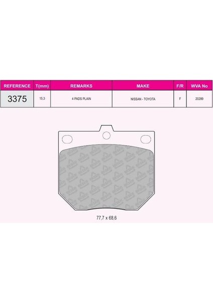 3375 Ön Fren Balata Nissan Pick Up 80-83 41060N300