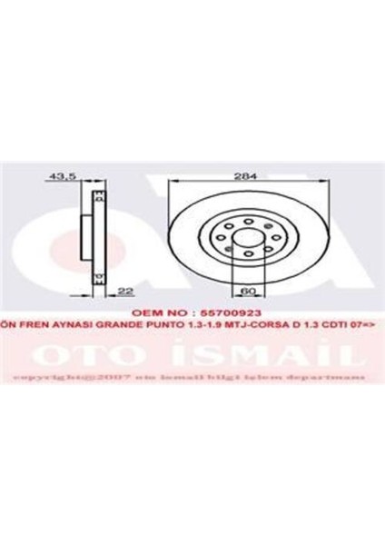 DF4737 Ön Fren Diski 15 Inç Corsa D Corsa E Adam Grande Punto Punto Evo 55700922