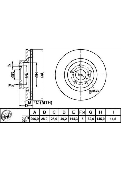 50376 Fren Disk Ön Hava Kanallı 296-5 Rav4 06-11-Rav4 12-18-Camry 06-10 4351242050