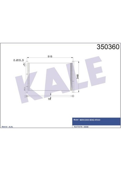350360 Kondenser Mercedes Benz Atego 9705000054