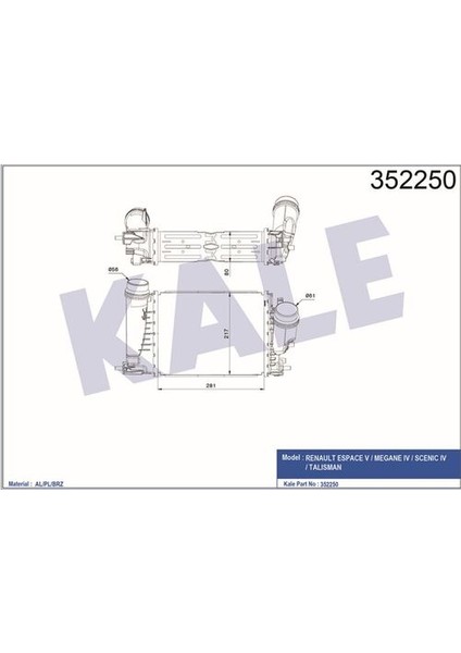 352250 Intercooler Espace V-Megane Iv-Scenic Iv-Talisman 1.6dcı-1.6tce 15 144963358R