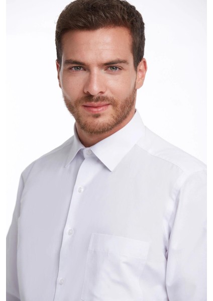 Dormen Classics Erkek Beyaz Kolay Ütülenebilir Regular Fit Geniş Kesim Klasik Yaka Cepli Gömlek fiyatları