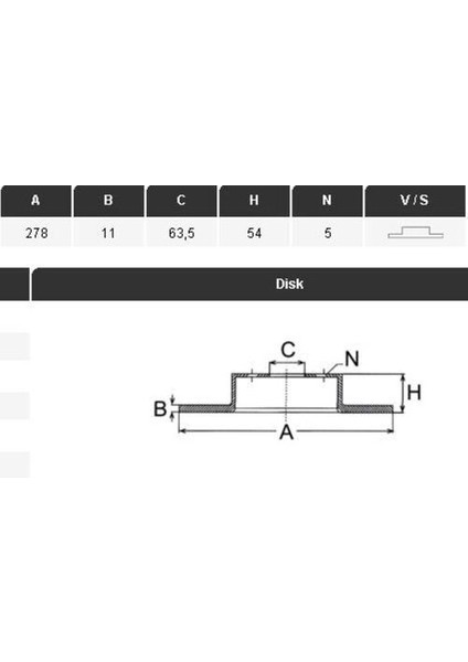 13151 Arka Fren Diski Connect 02-13 1.8 16V-1.8DI-1.8TDI 278X11X5DL Adet