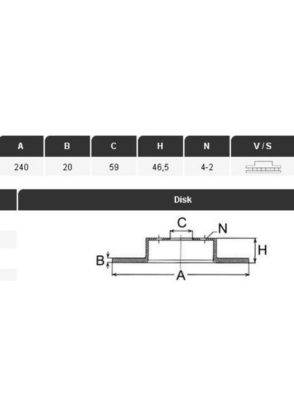 33027 Ön Fren Diski Marea-Palio-Albea -Alfa 145-146 1.2-1.4-1.6-1.9 240 20 4dl Havalı Adet