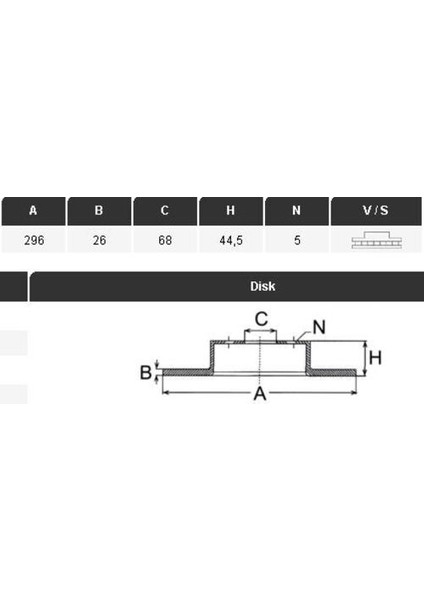 26403 Fren Diski Qashqai 07-12 X-Trail 08-12 Juke 10-Koleos 06-295.5X26X5DL Havalı Adet 402061KC1A