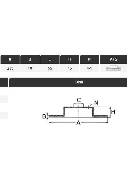 22073 Ön Fren Diski 323 90-94 235 55 18 4dl Havalı Adet NA01-33-25X