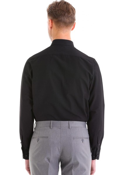 Dormen Classics Kolay Ütülenebilir Slim Fit Dar Kesim Klasik Yaka Cepsiz Erkek Gömlek Siyah modelleri