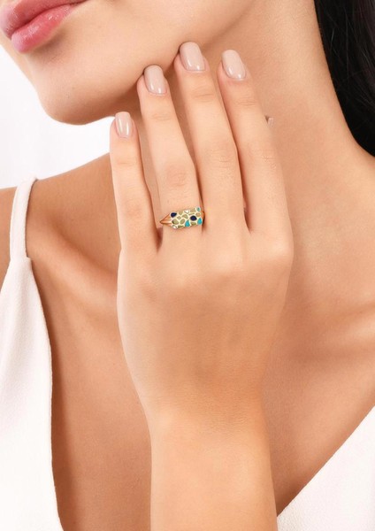 14 Ayar Altın Macula Renkli Yüzük modelleri