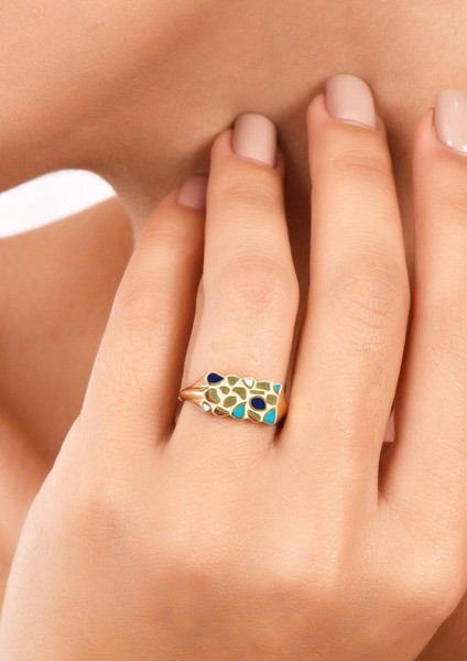 14 Ayar Altın Macula Renkli Yüzük fırsatları