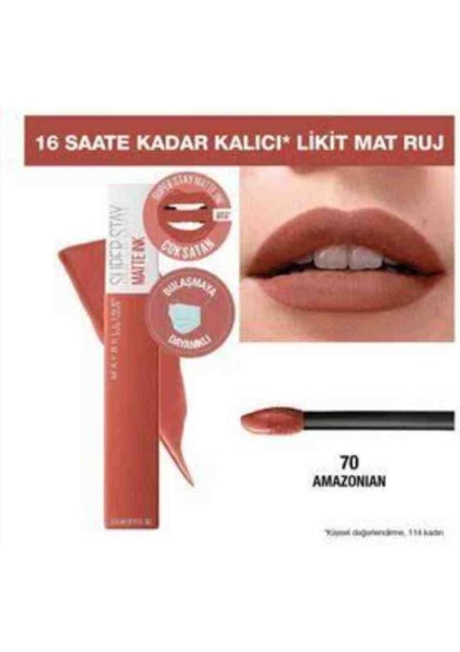 Super Stay Matte Ink Likit Ruj No 70 Amazonian