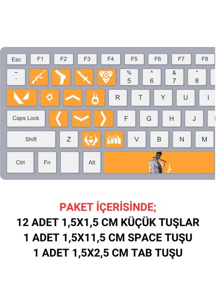 Valorant Phoenıx Klavye Tuşları Sticker Seti
