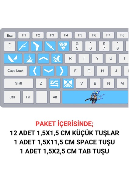 Valorant Neon Klavye Tuşları Sticker Seti