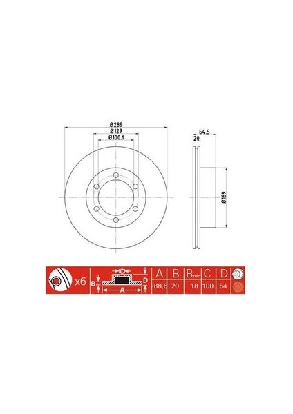 -10104-30302 Fren Aynası Ön 289MM Hilux LN106 4WD 1989-2004 MRMOEM-1059634