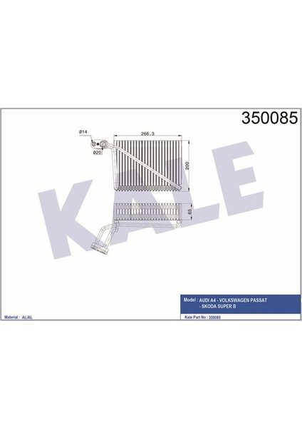 350085 Isı Esanjoru Passat 97-05 A4 95-01 Superb 02-08 1.6 1.8 1.9 2.5 2.8 Adp Ahl Ana Arm Azm 8D1820103C