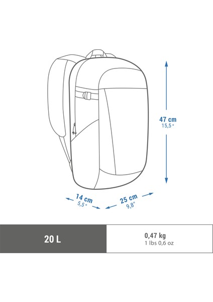 Quechua Outdoor Sırt Çantası - 20 L - Yeşil - NH Arpenaz 100
