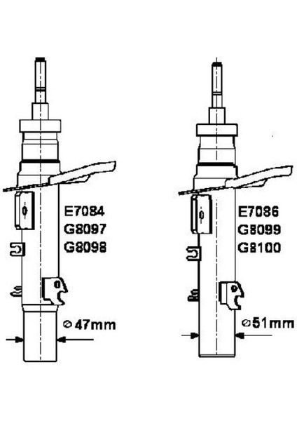 G8098 Ön Amortisör Sol 207 C3 Picasso 1.4 16V 1.4hdı 1.6hdı 06-Taşıyıcıya Giren 47MM 5208.57