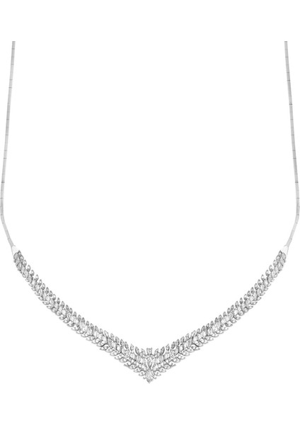 Lilyum Beyaz Altın Işıltılı 14 Ayar Gerdanlık