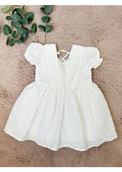 ALYRA Kız Çocuk Beyaz Elbise Kız Bebek Sırt Detaylı Fistolu Doğum Günü Parti Özel Gün Düğün Bayramlık Günlük Elbise Çocuk Giyim ALY0100 fırsatları
