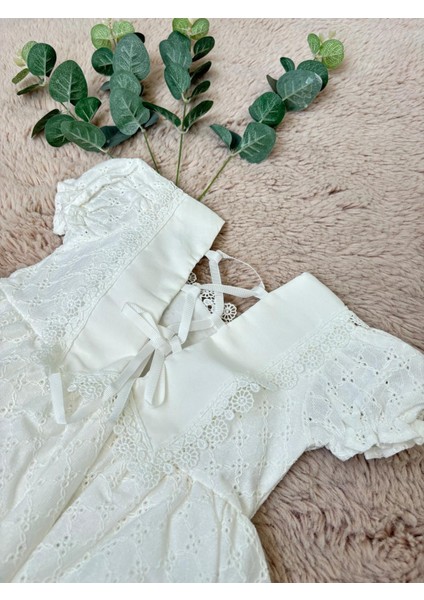 ALYRA Kız Çocuk Beyaz Elbise Kız Bebek Sırt Detaylı Fistolu Doğum Günü Parti Özel Gün Düğün Bayramlık Günlük Elbise Çocuk Giyim ALY0100 indirimleri