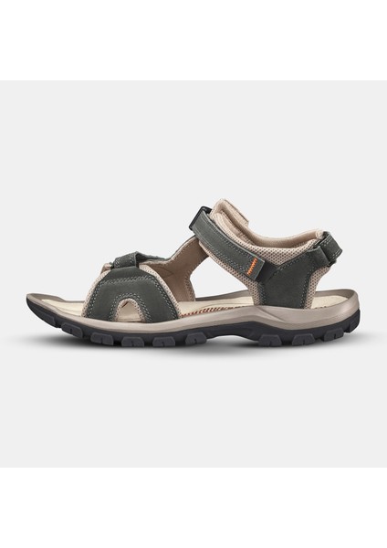 Quechua Erkek Outdoor Sandalet - Deri - Haki/Turuncu - nh500