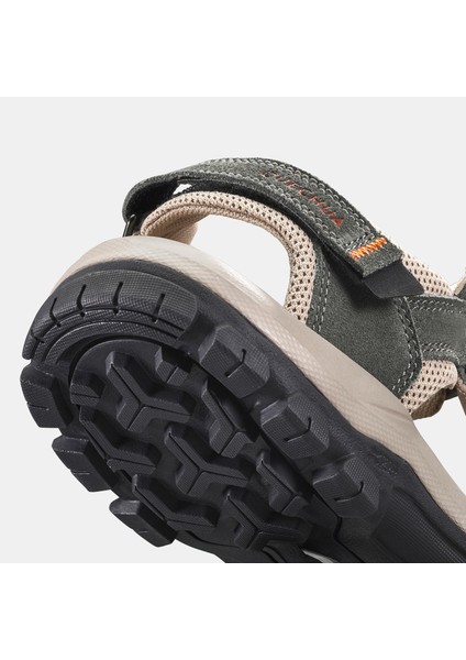 Quechua Erkek Outdoor Sandalet - Deri - Haki/Turuncu - nh500