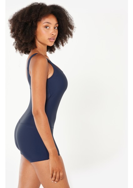 Nabaiji Kadın U Kesim Sırt Detaylı Şortlu Mayo - Lacivert - DOVA indirimleri