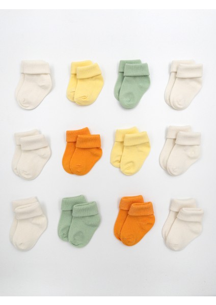 12'li Doğal Bambu Bebek Çorap / Yenidoğan Bebek Çorap