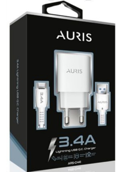 Aurıs 3.4A USB / Lıghtıng ( Iphone ) Hızlı Telefon Şarj Seti