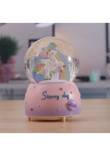Unicorn Rainbow Büyük Boy Püskürmeli Işıklı Müzikli Kar Küresi