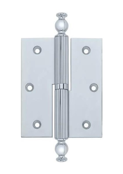 10 Cm. Pirinç Okka Pomel Düz Kapı Menteşesi Parlak Krom Sol