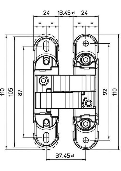 Gizli Menteşe 52KG Mat Siyah Renk 110*24 mm fiyatları