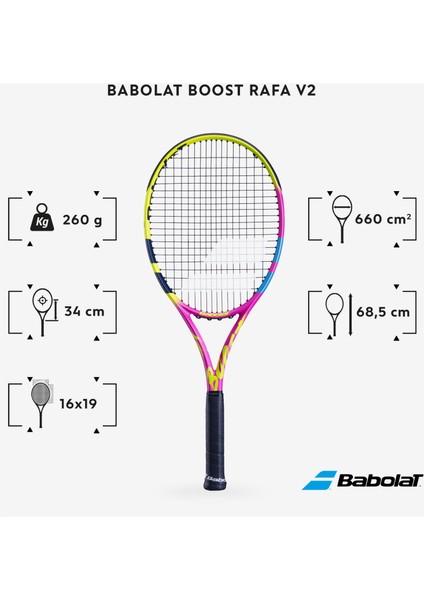 Yetişkin Tenis Raketi - Pembe / Sarı - Babolat Boost Rafa fiyatları