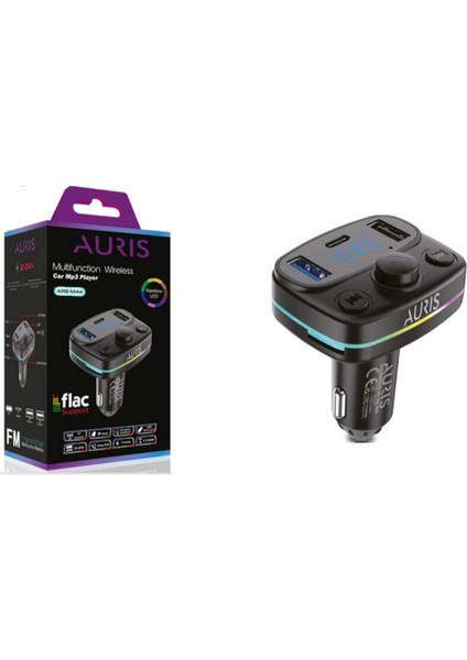 Aurıs Çakmaklığı Takılan 2 USB + 1 Type-C Girişli Mp3 Çalar Fm Adaptör Ü ( Transmıtter )