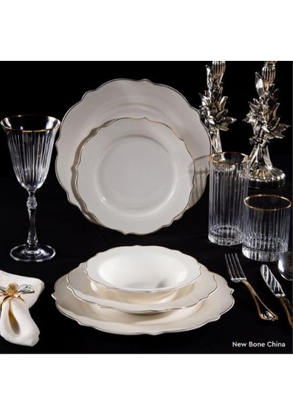 Lucca Relief Gold 24 Parça Yemek Takımı