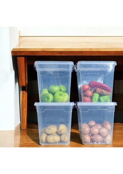 11 Litre Plastik Kilitli Kapaklı Dikey Derin Meyve Sebze Saklama Düzenleme ve Depolama Kabı