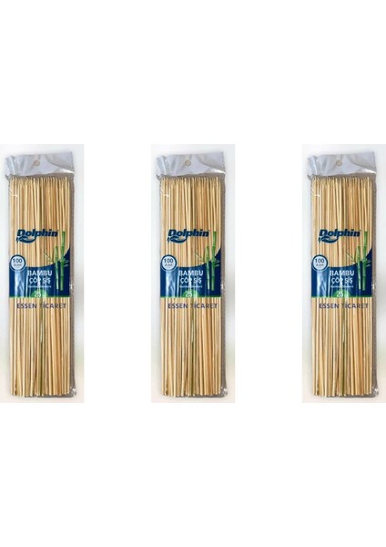 Bambum Ahşap Çöp Şiş - 25 cm - 100'lü 3 Paket