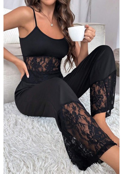 Alessi Tül Detaylı Kadın Pijama Takımı Siyah fiyatları