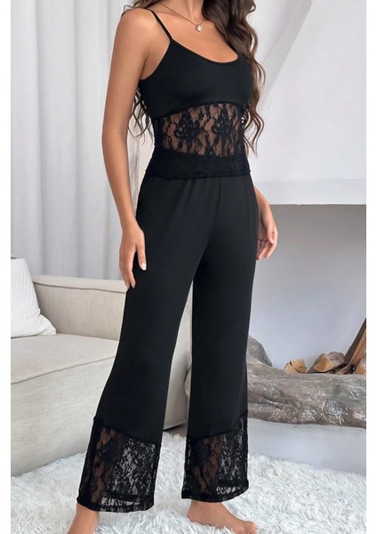 Alessi Tül Detaylı Kadın Pijama Takımı Siyah modelleri
