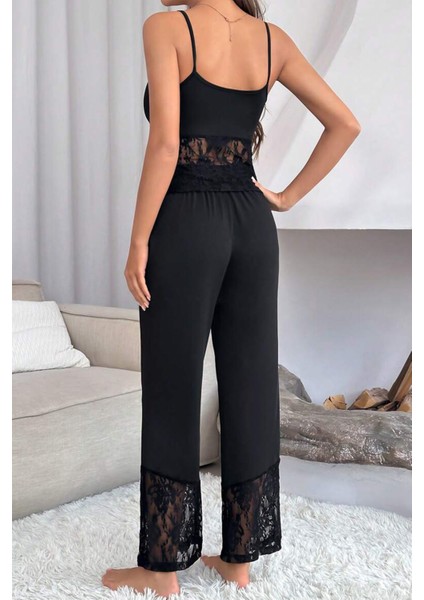 Alessi Tül Detaylı Kadın Pijama Takımı Siyah fırsatları