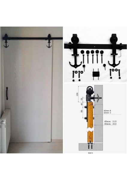 Ahır Kapı Çapa Tip Mat Siyah Sürgü Kayar Kapı Sistemi modelleri