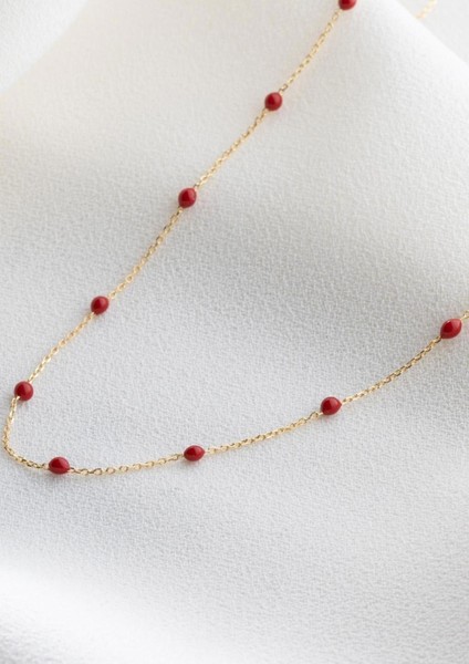 14 Ayar Altın Kırmızı Mini Toplu Kolye indirimleri