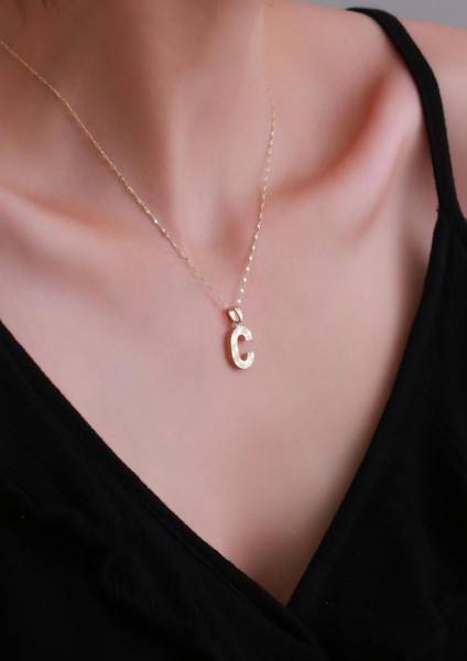 14 Ayar Altın C Harf Küçük Füzyon Kolye fırsatları